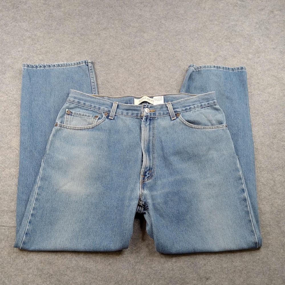 Levis 505 Jeans Mens 36x30 Light Wash Blue Regular Fit Straight Denim Pants